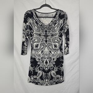 Soma Live. Lounge. Wear. Soft Draped Tunic Oversized Paisley Tunic Top sz XS